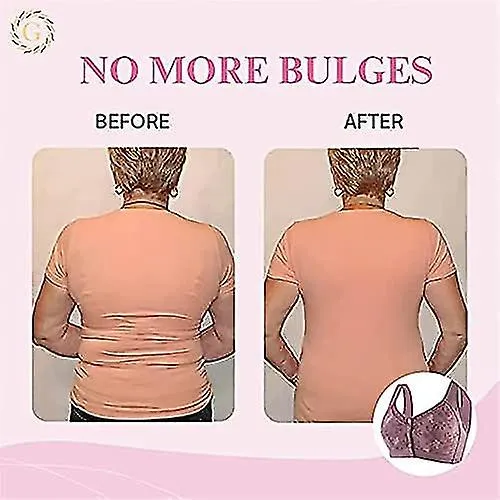 2pcs Charm Bras Front Snaps Cómodo y conveniente Sujetador de botón frontal, correas anchas para los hombros Cotton F