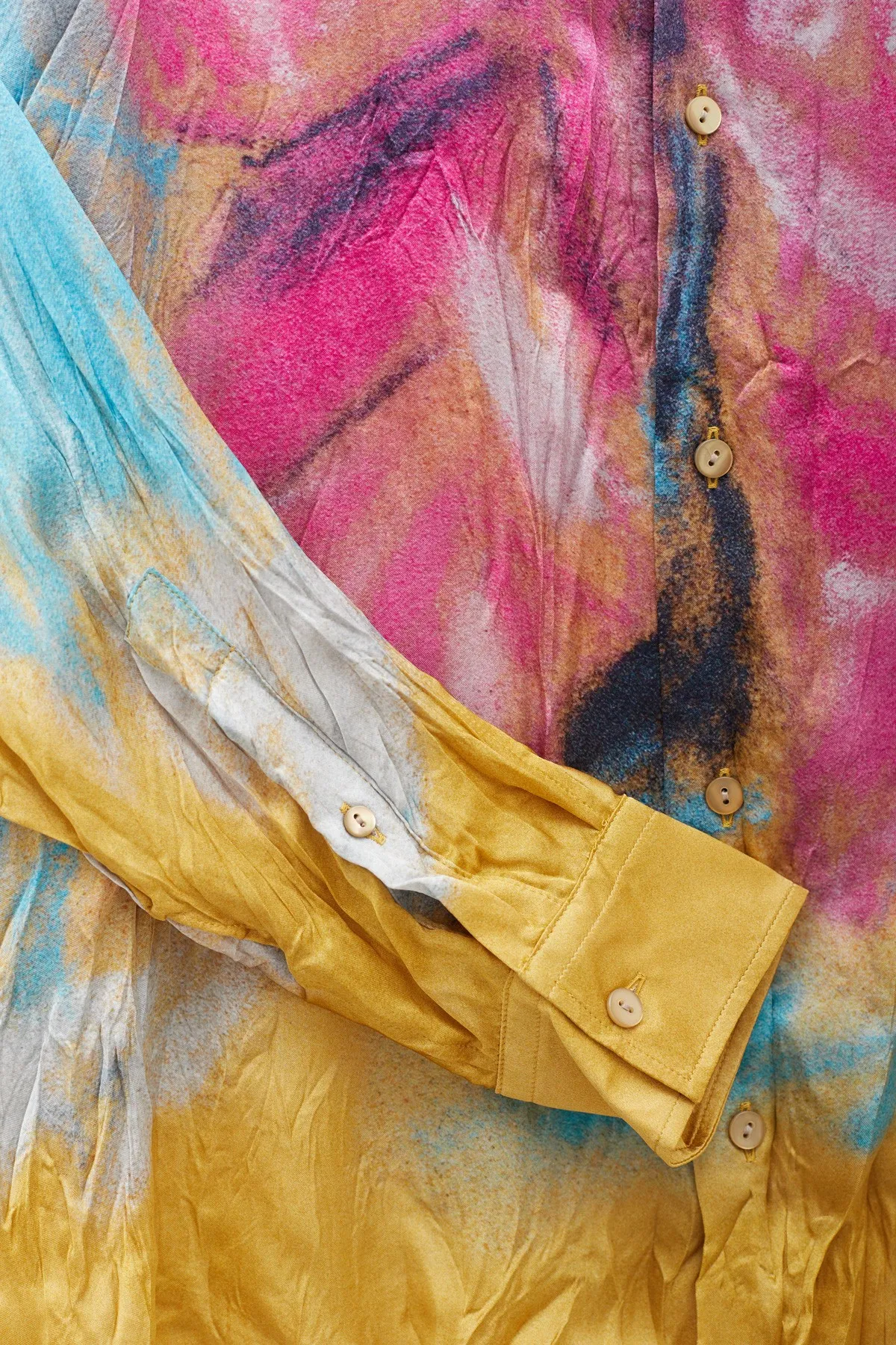 ACNE STUDIOS STRAW YELLOW PINK BUTTONUP PRINTED SHIRT