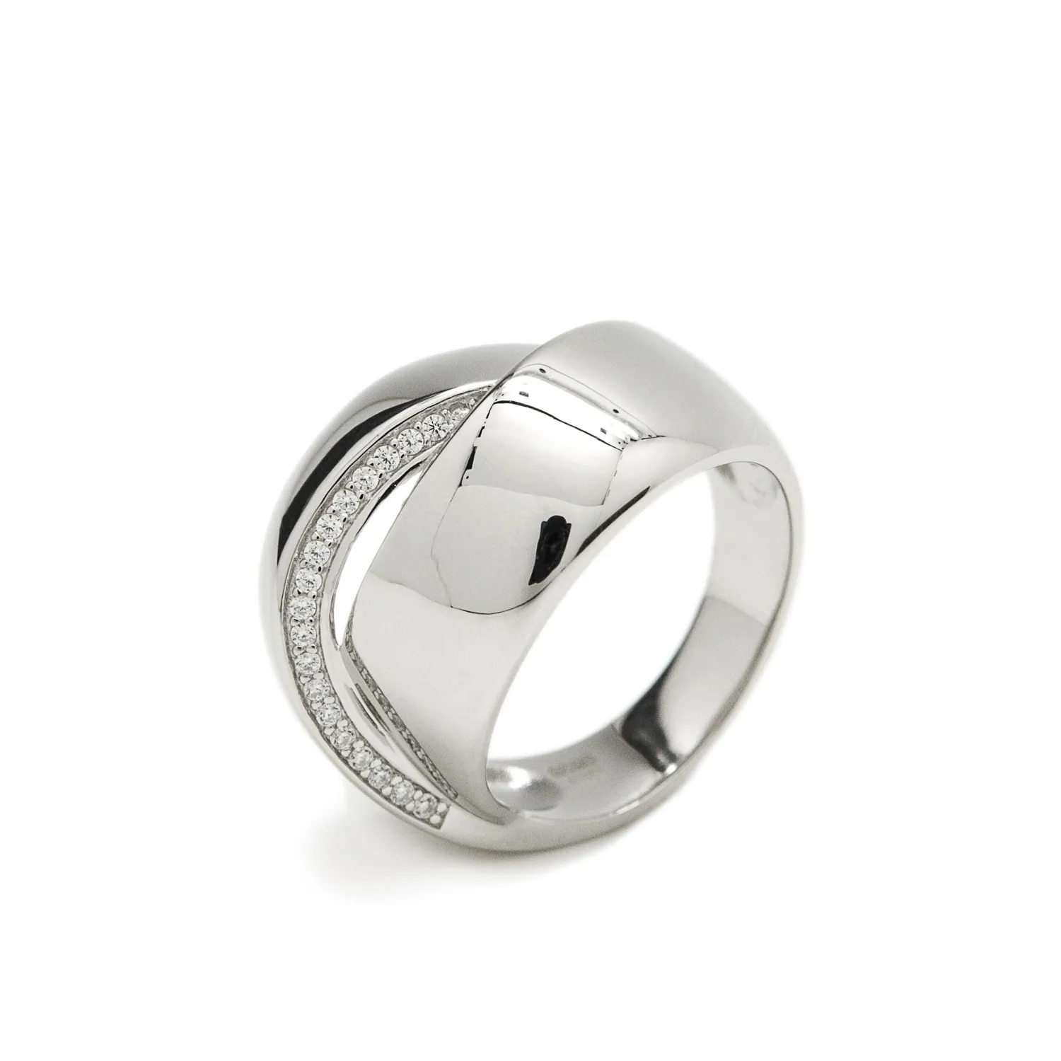 Anillo Plata con Circonitas Curvilíneo entrelazados