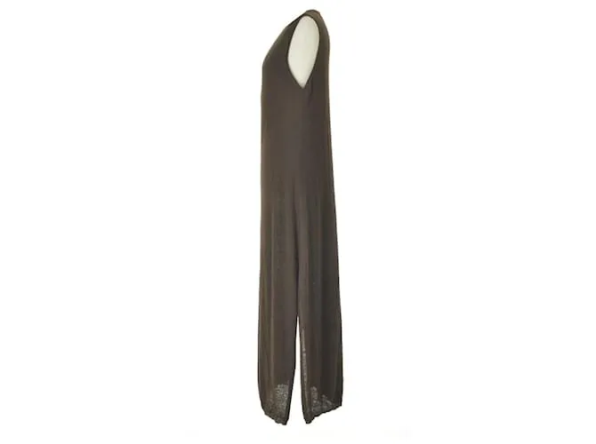 Autre Marque Vestido largo de punto boucle Marrón oscuro 