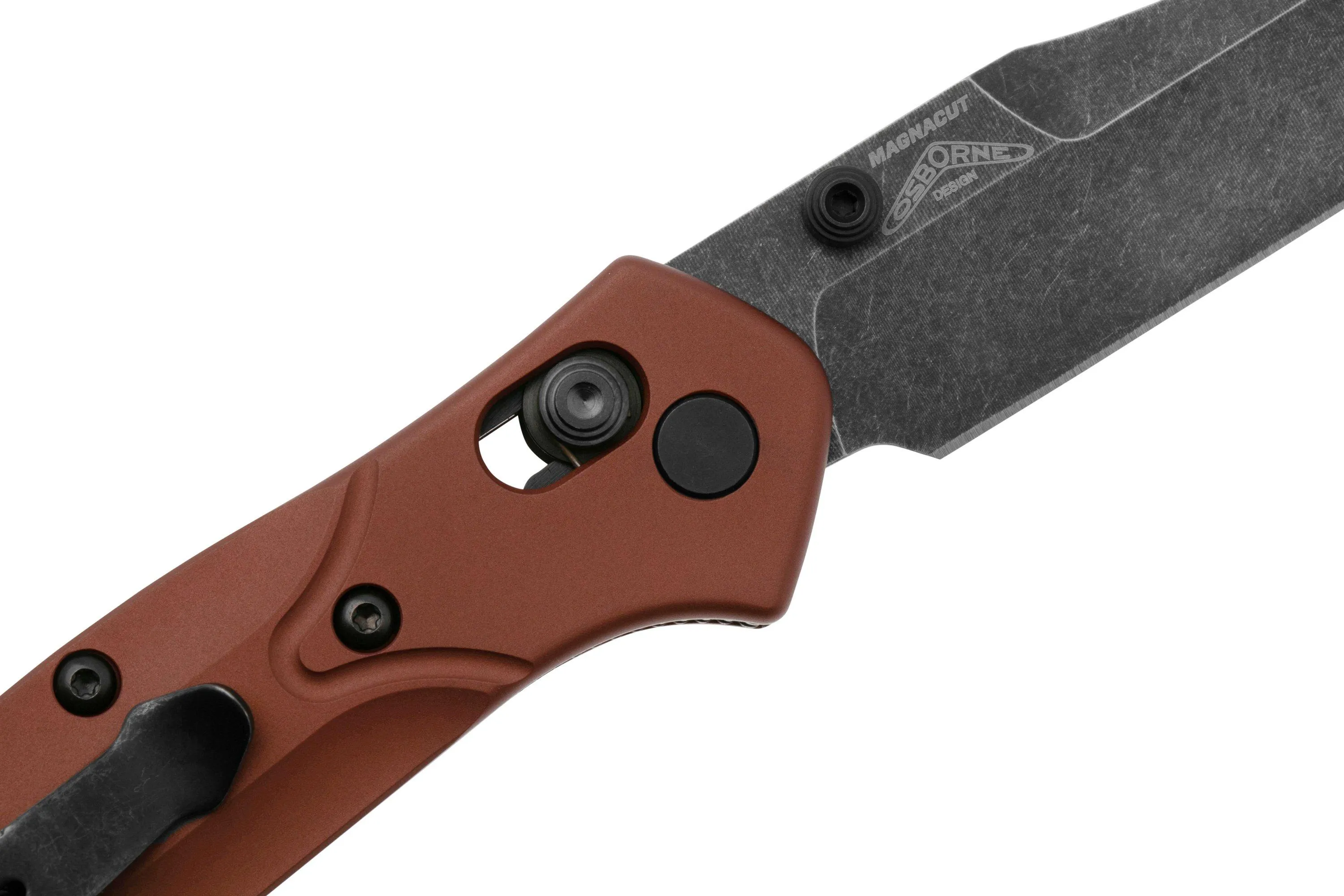 BENCHMADE 945BK03 MINI OSBORNE, DLC BATTLEWASH CPM MAGNACUT, BURNT COPPER ALUMINUM NAVAJA, DISEñO WARREN OSBORNE