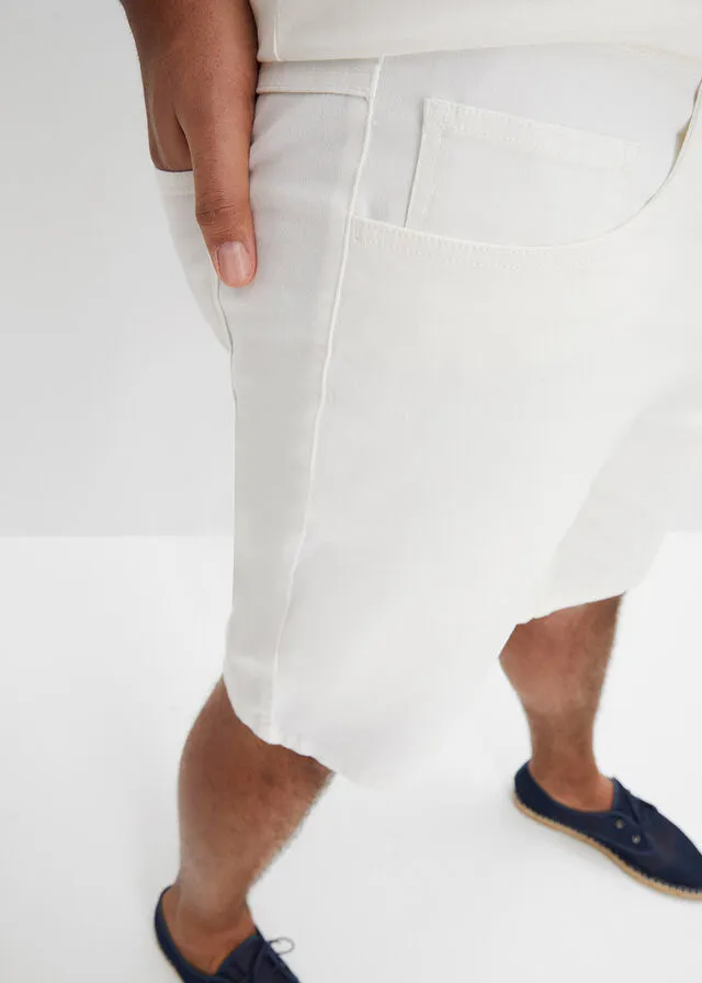 Bermudas elásticas vaqueras, classic fit Beige