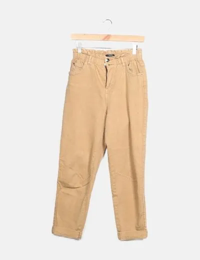 Bershka Jeans paperbag camel