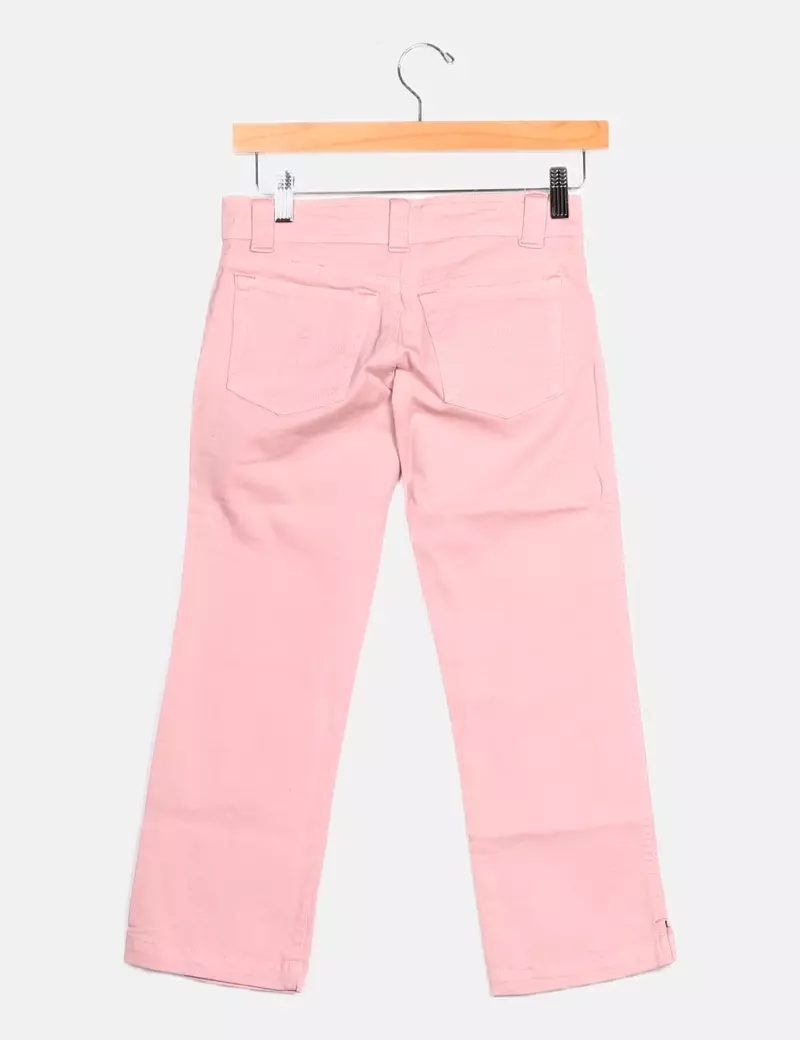 Bershka Pantalón rosa denim capri