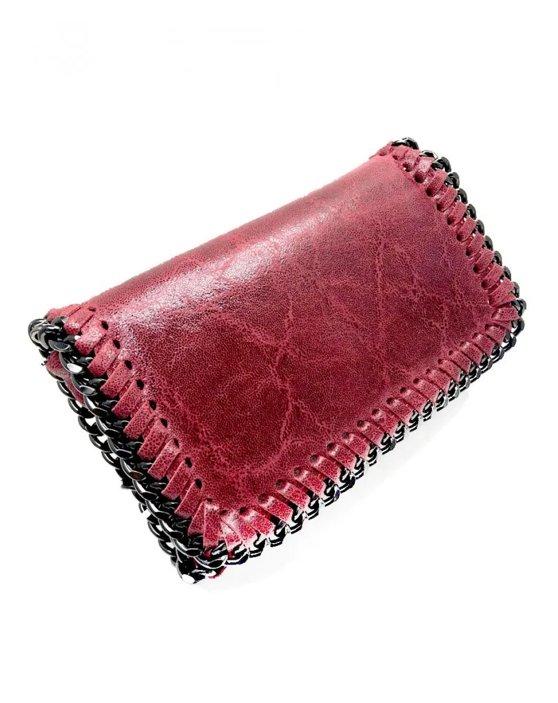 BOLSOS  BANDOLERA  PIEL GRANATE CON CADENA IDEALES PARA LA NOCHE