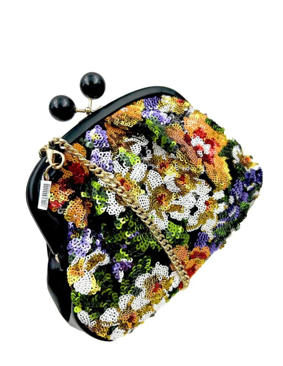 BOLSOS FIESTA NEGROS DE BODA COMUNION Y BAUTIZO CON FLORES DE LENTEJUELAS
