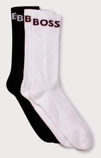 Boss Calcetines con dos pares de algodón para hombre en blanco negro