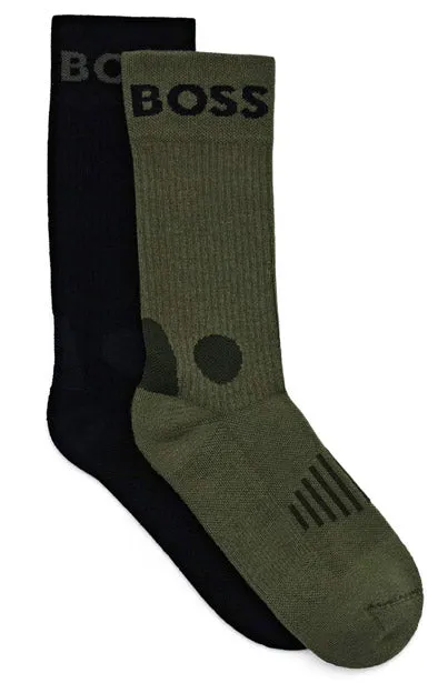 Boss Calcetines con dos pares de algodón para hombre en blanco negro