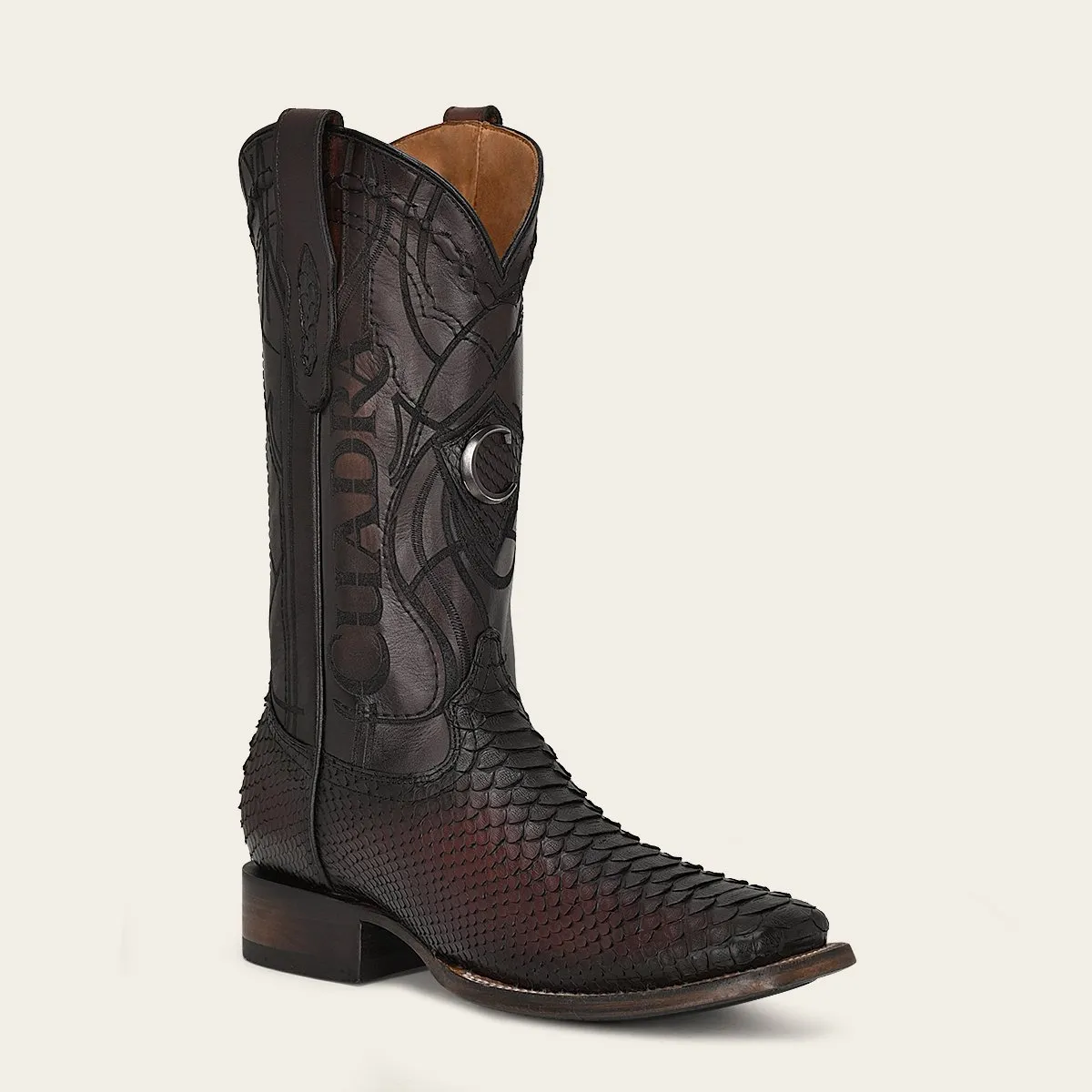 Bota rodeo en piel genuina de pitón para caballero