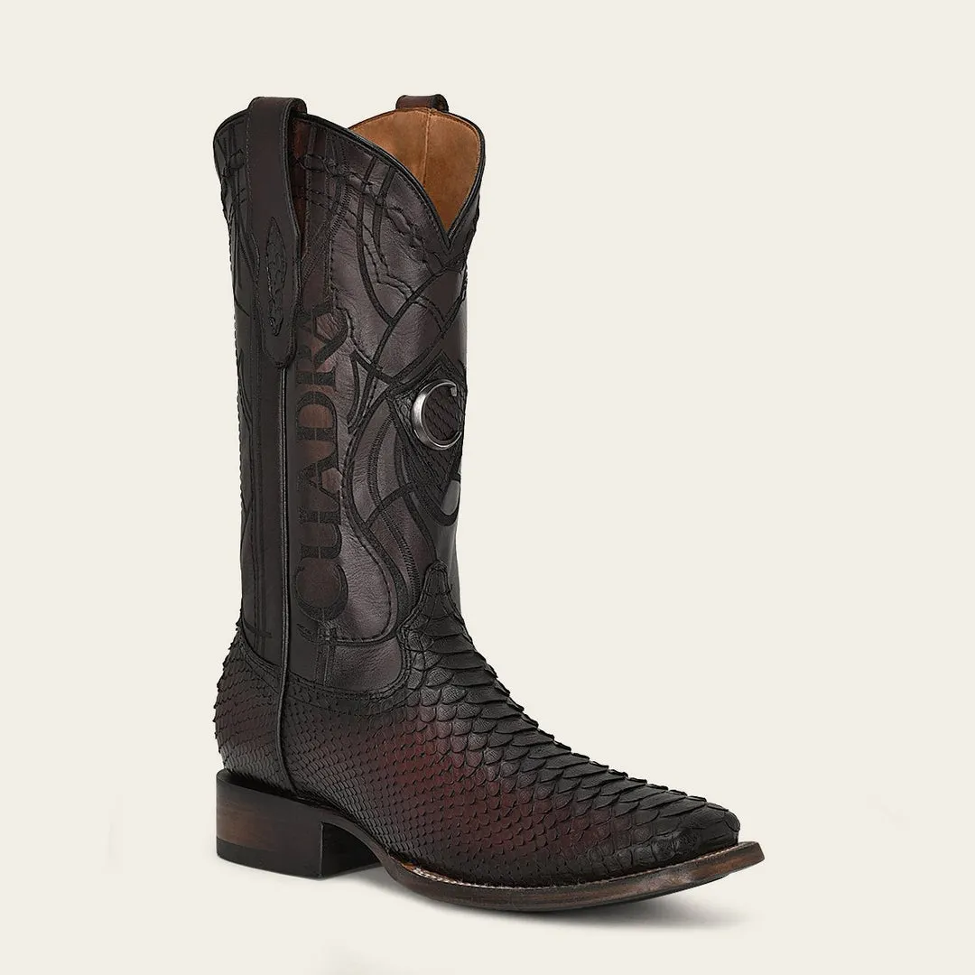 Bota rodeo en piel genuina de pitón para caballero