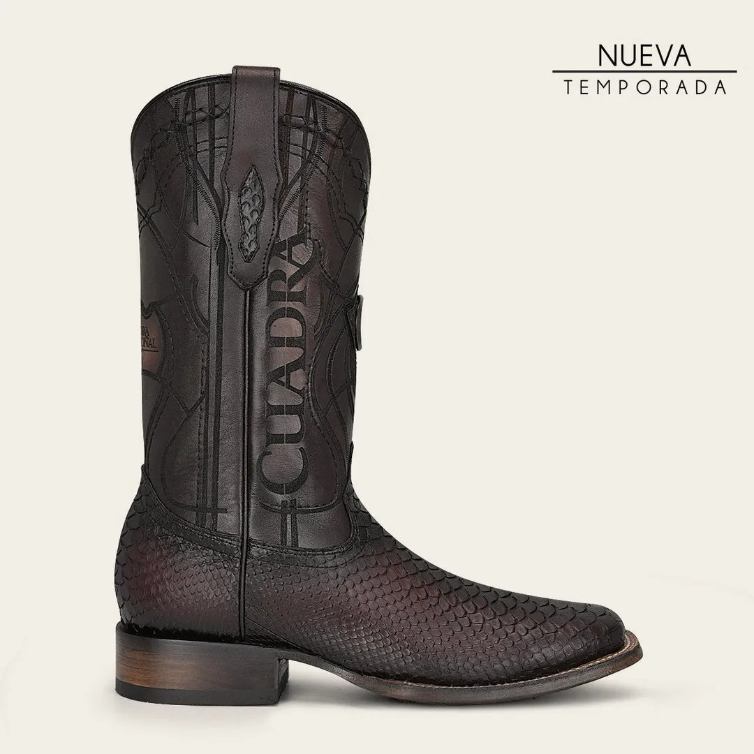 Bota rodeo en piel genuina de pitón para caballero