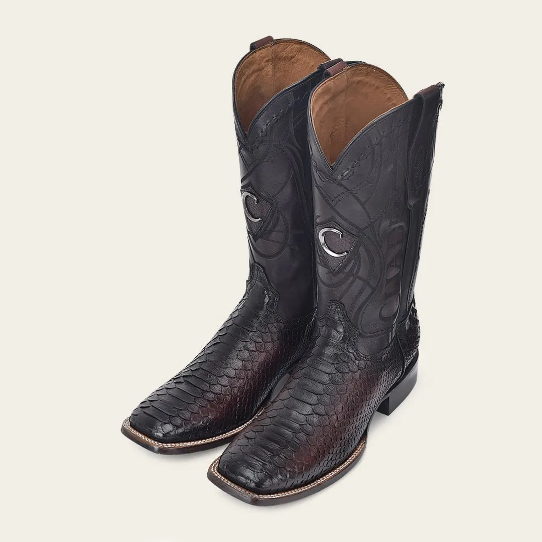 Bota rodeo en piel genuina de pitón para caballero