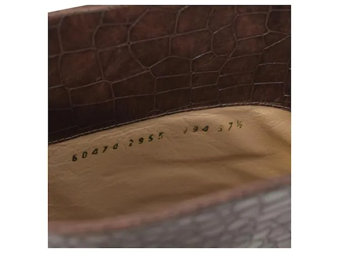 Botas altas de cuero marrón con estampado de cocodrilo Casadei Castaño 