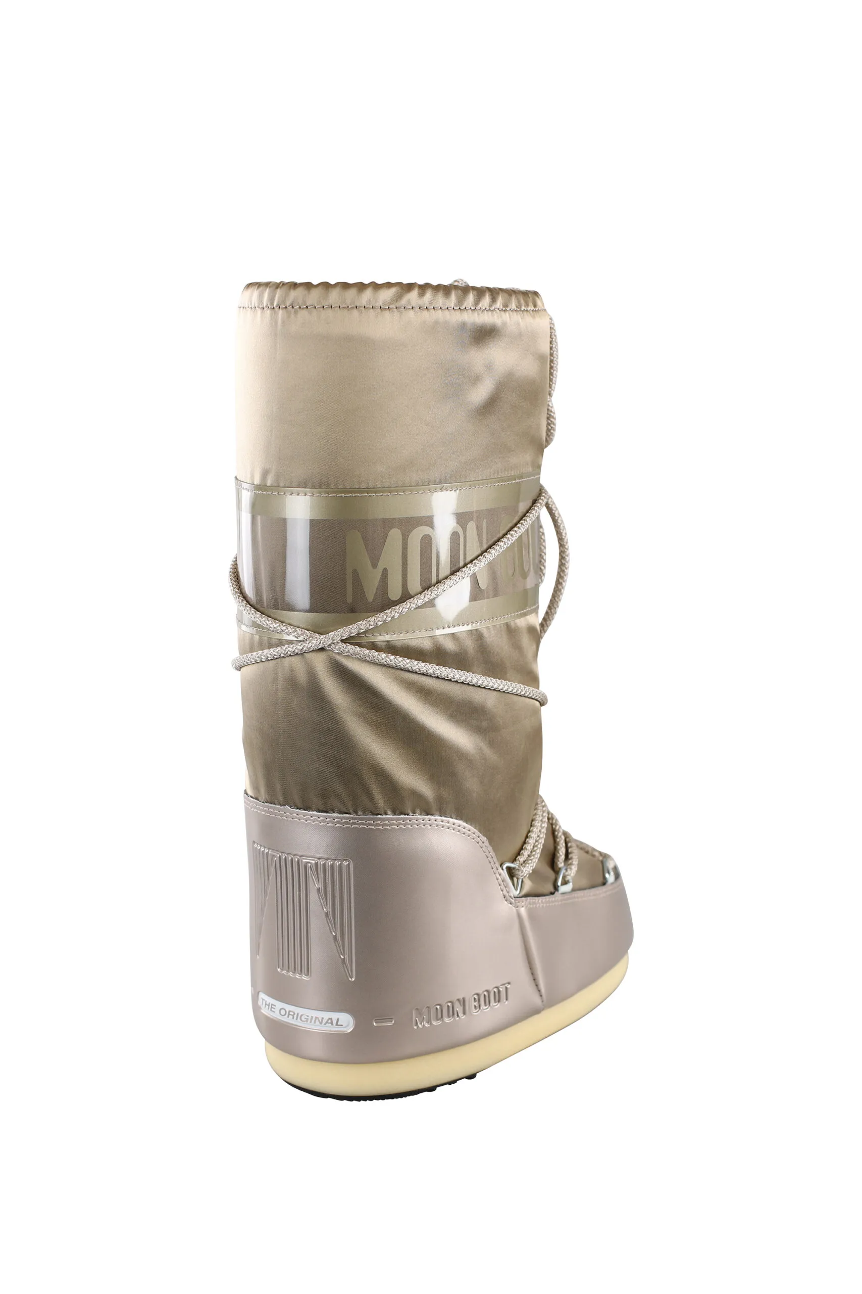 Botas de nieve doradas con logo monocromático
