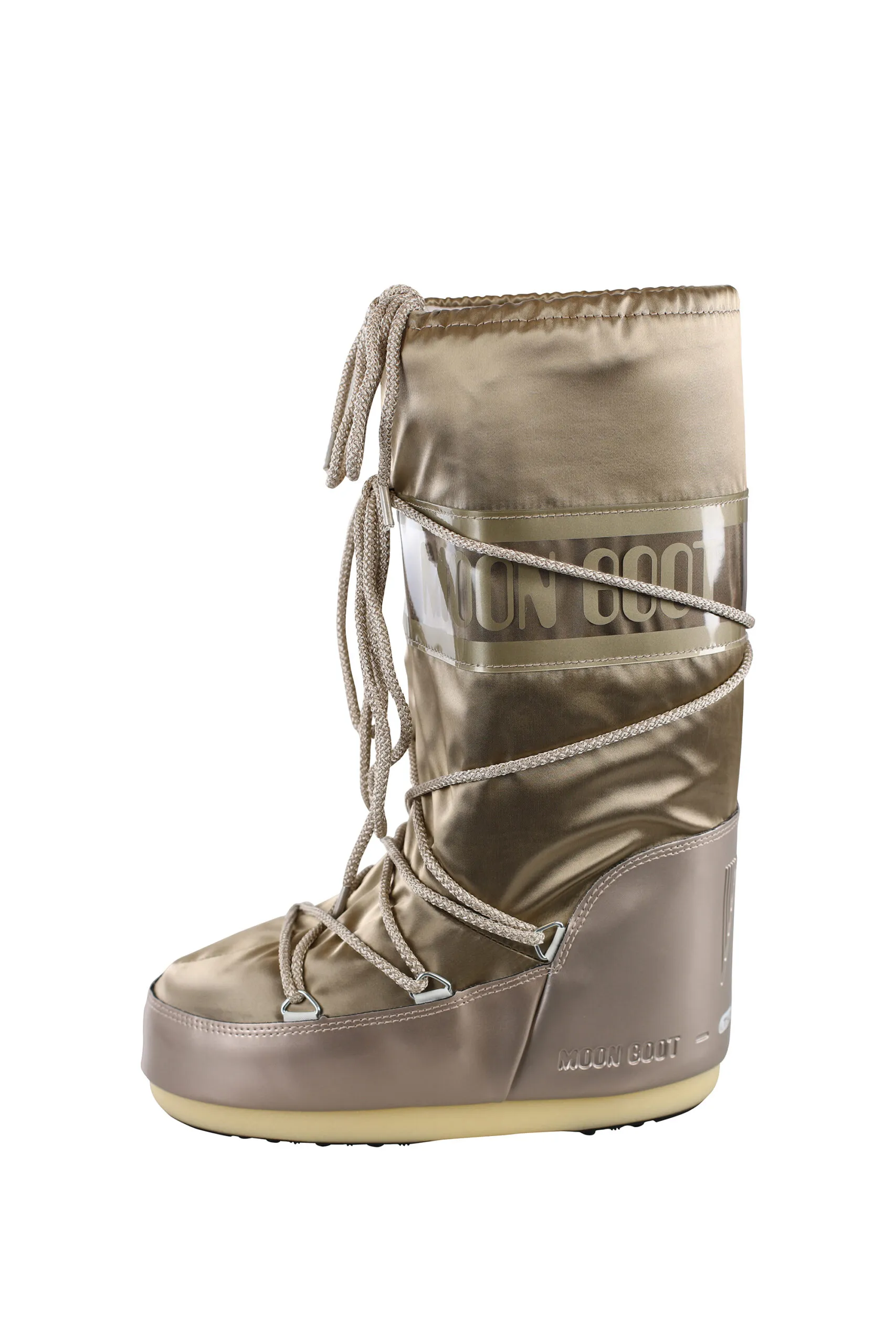 Botas de nieve doradas con logo monocromático