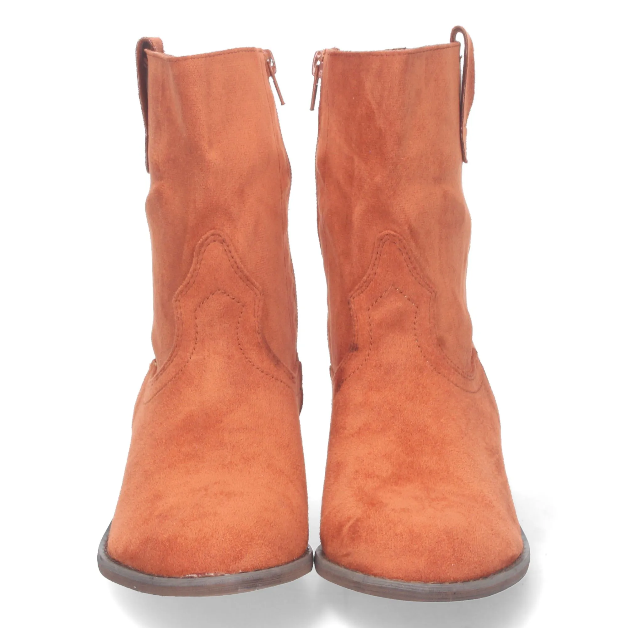 Botines bajos cómodos punta redonda mujer color naranja
