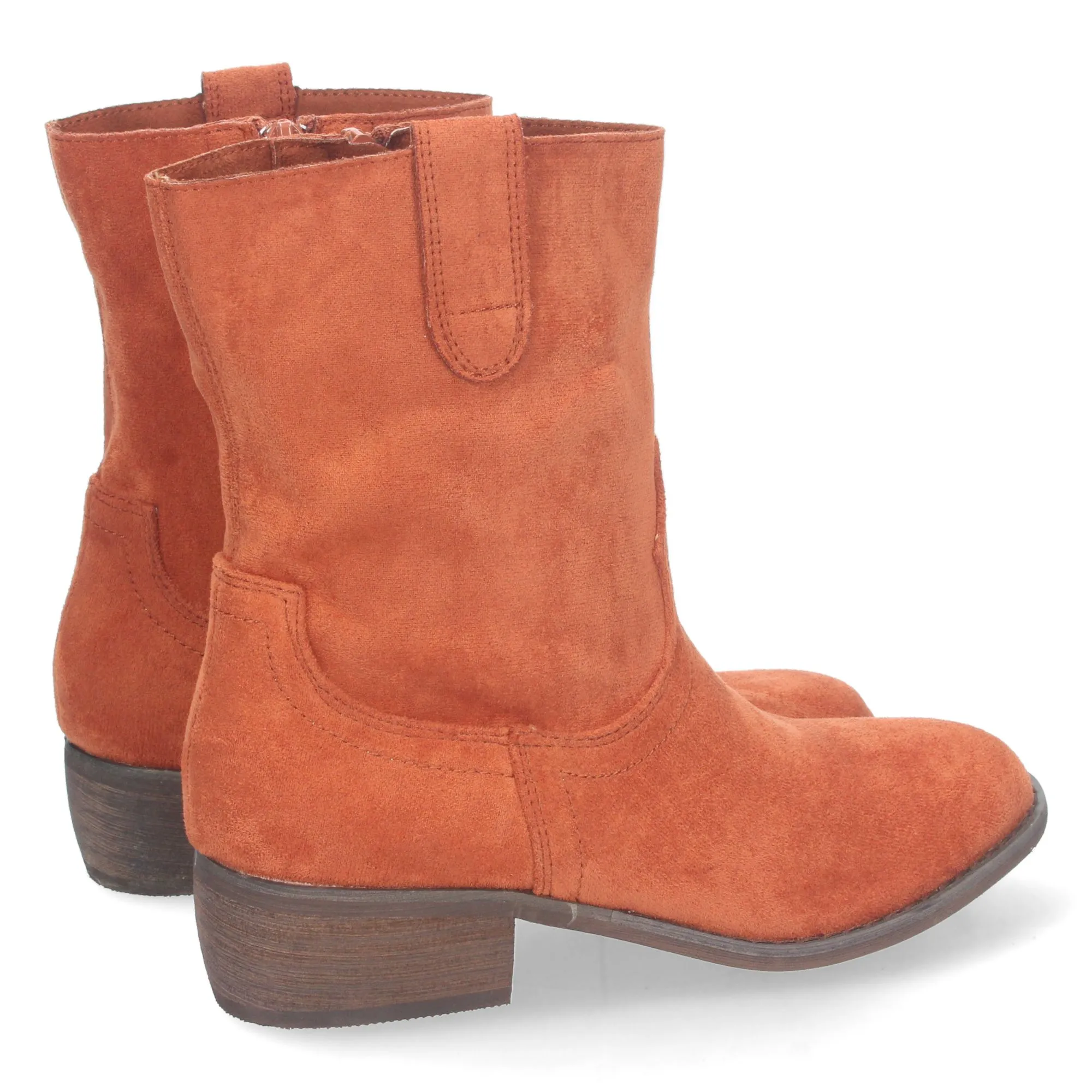 Botines bajos cómodos punta redonda mujer color naranja