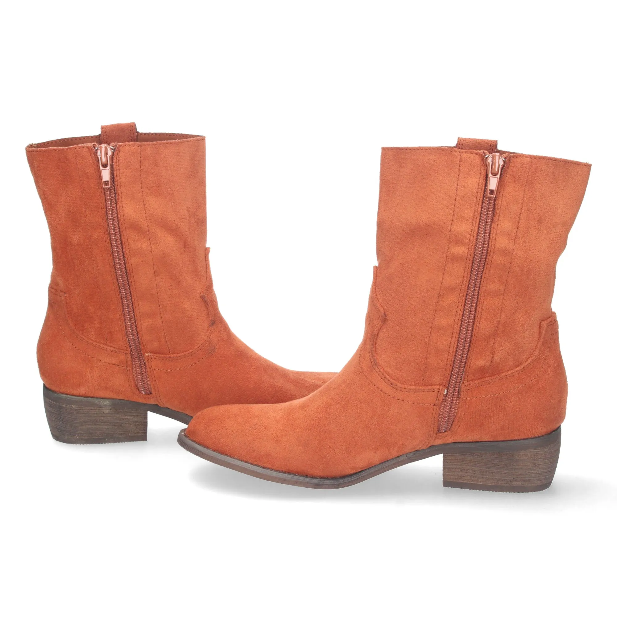 Botines bajos cómodos punta redonda mujer color naranja