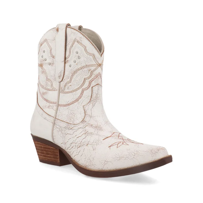 Botín Casual Trender de piel color Blanco Decorada para Mujer