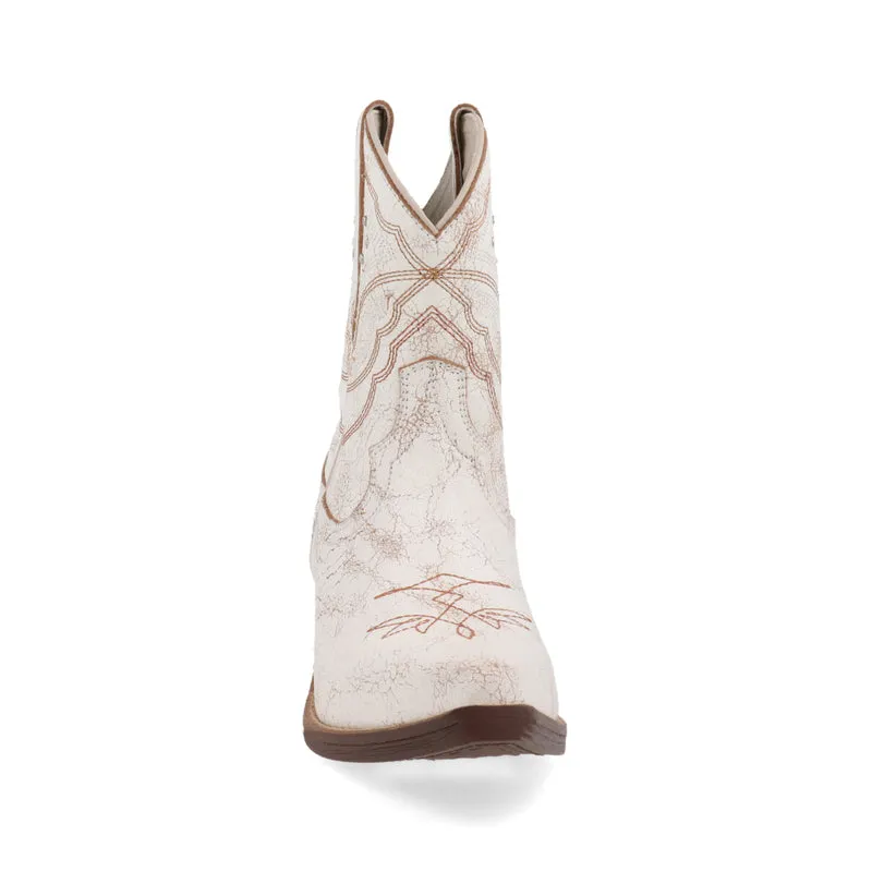 Botín Casual Trender de piel color Blanco Decorada para Mujer