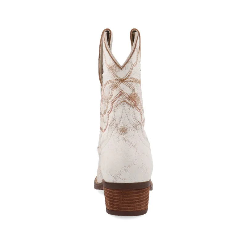 Botín Casual Trender de piel color Blanco Decorada para Mujer