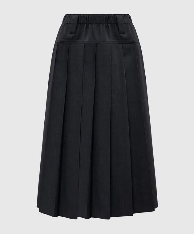 Brunello Cucinelli Gray pleated skirt with wool