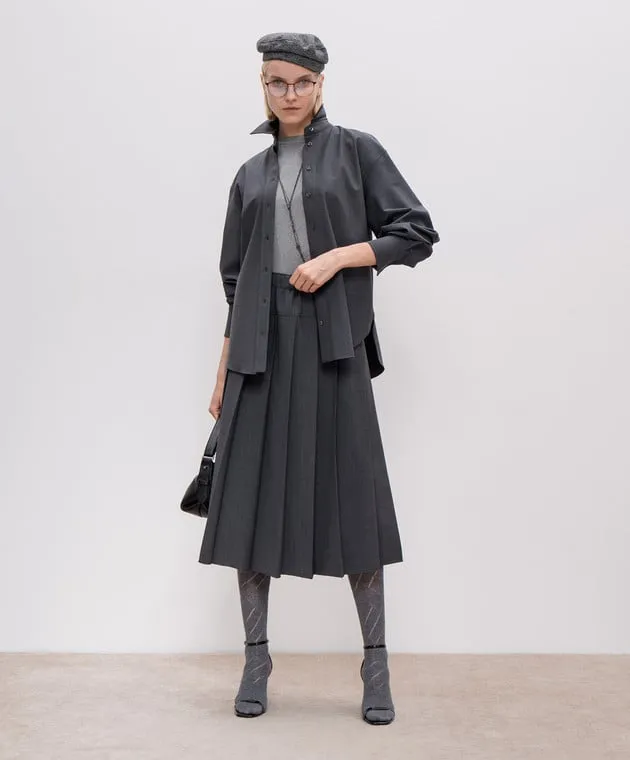 Brunello Cucinelli Gray pleated skirt with wool