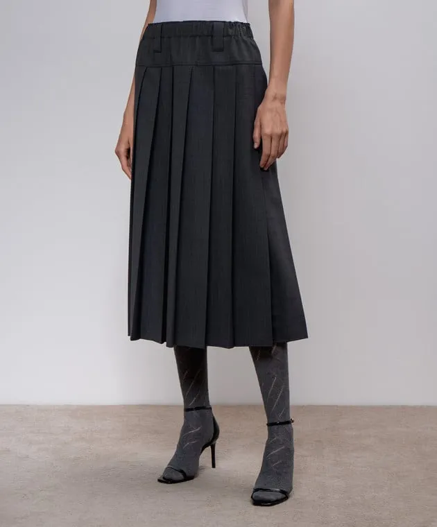 Brunello Cucinelli Gray pleated skirt with wool