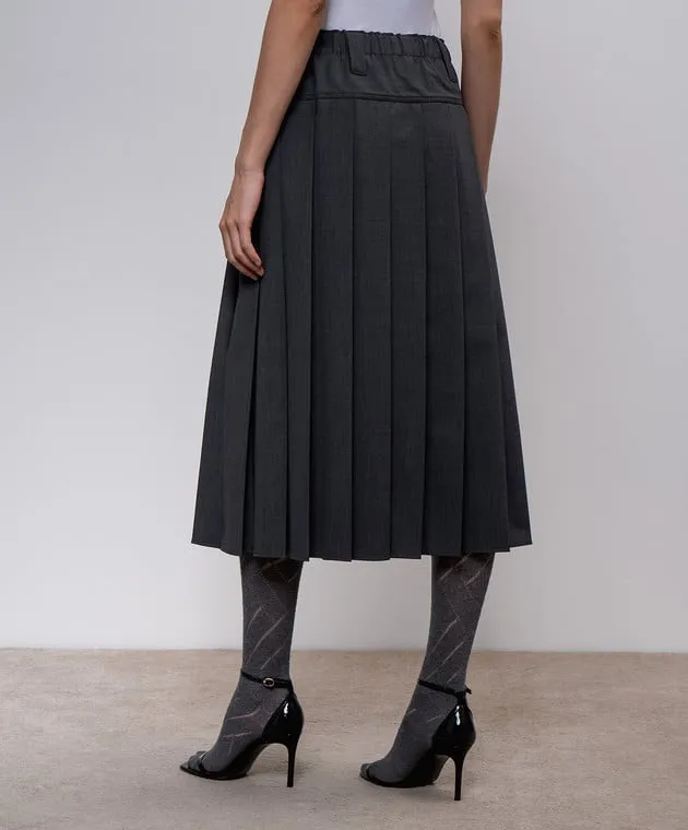 Brunello Cucinelli Gray pleated skirt with wool