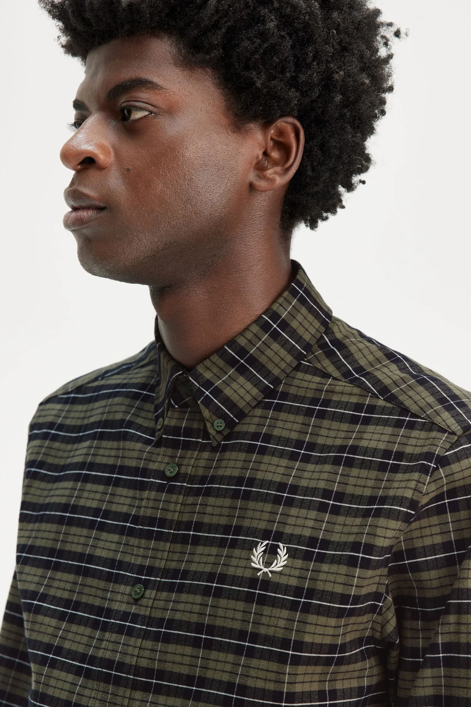 Camisa a cuadros escoceses en algodón Oxford cepillado