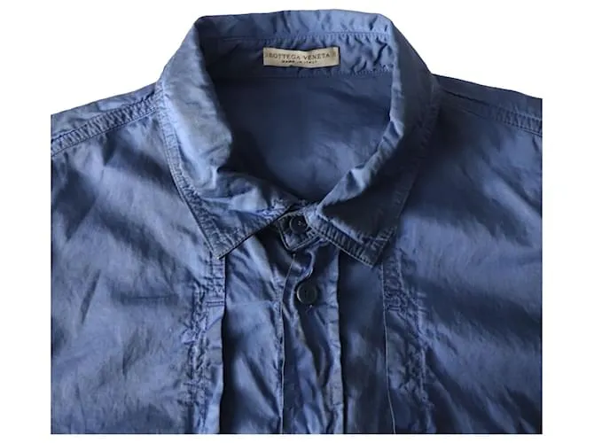 Camisa con botones Bottega Veneta en algodón azul 