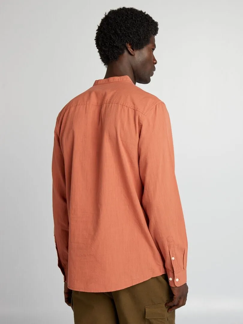 CAMISA CON CUELLO MAO  MARRON