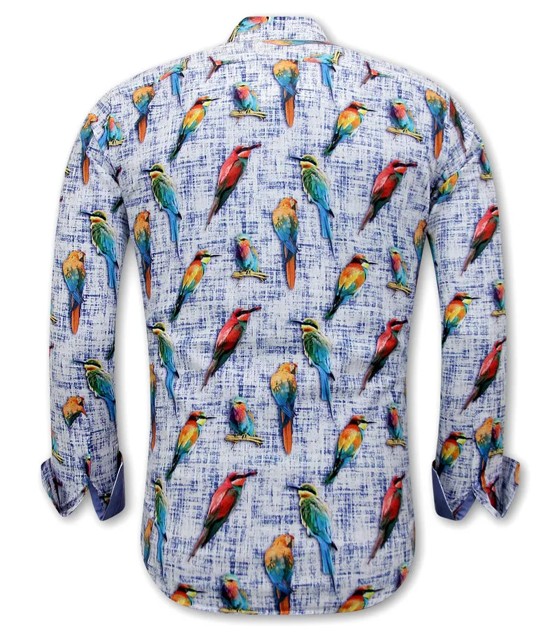 CAMISA ESTAMPADO AVES  3122  AZUL