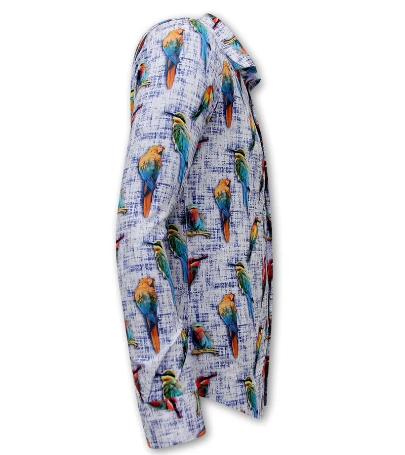 CAMISA ESTAMPADO AVES  3122  AZUL