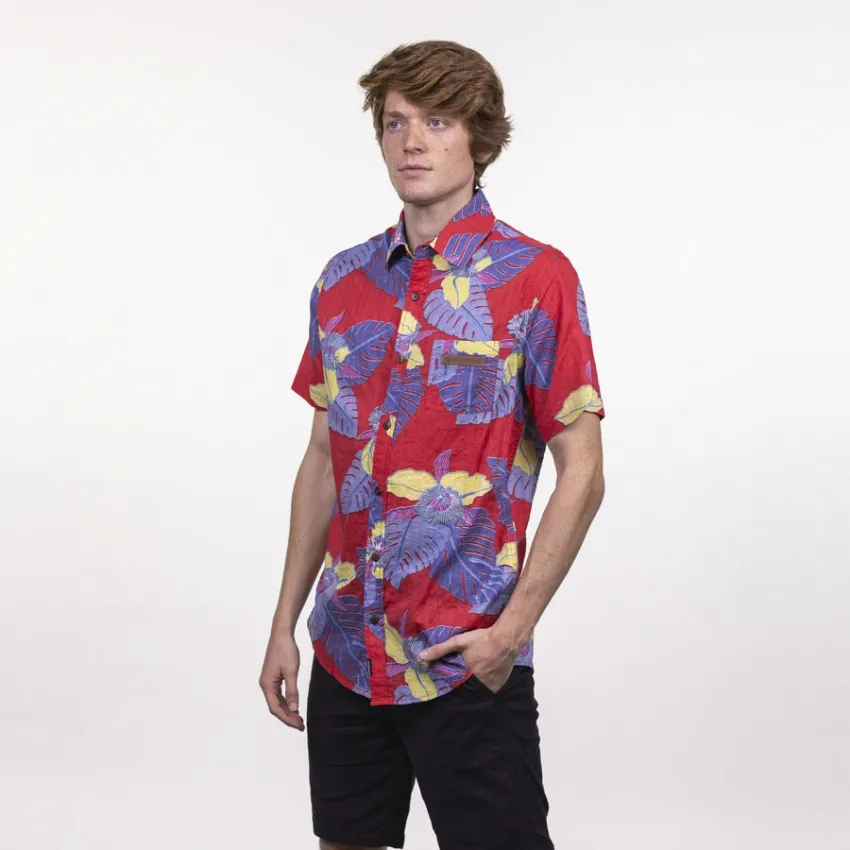 CAMISA HYDROPONIC MANGA CORTA HOMBRE DIVERTIDA MAGNUM P.I. RED HAWAIIAN REF. 2105201 ROJA HAWAIANA