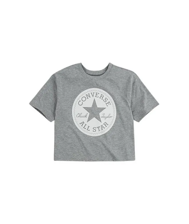 Camiseta Converse Signature Chuck Patch Boxy Niña Gris