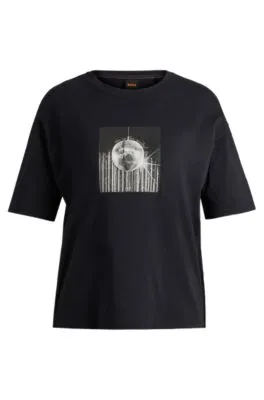 Camiseta en punto de algodón con estampado gráfico de temporada