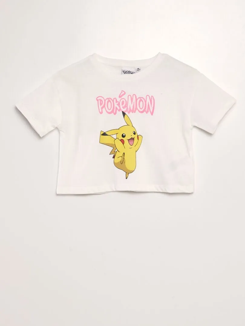 CAMISETA 'PIKACHU' CROP TOP  BLANCO