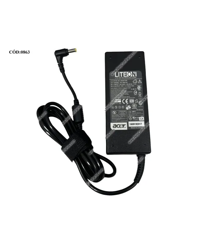 CARGADOR ACER LITEON 19V4.74A 90W 5.5*1.7 100240V PIN YL / SIN CABLE DE PODER