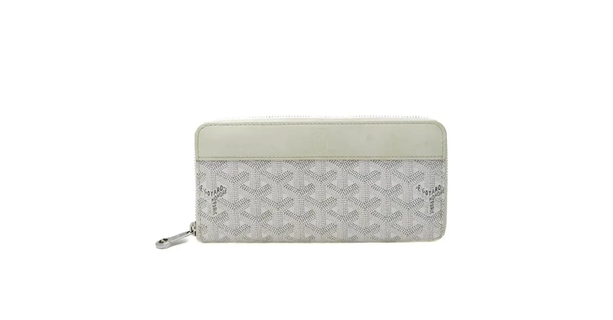 Cartera larga de lona recubierta Goyard Matignon Castaño Blanco Blanco roto 
