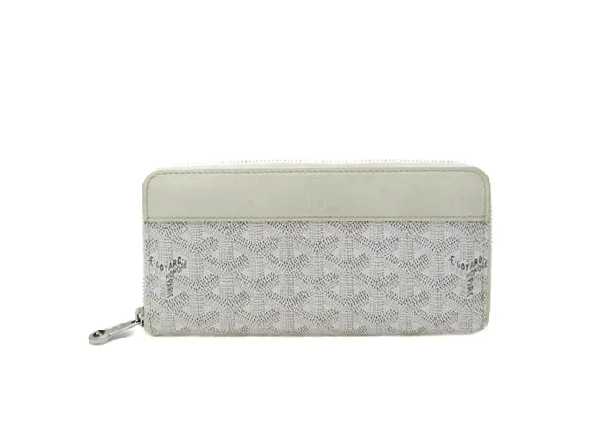 Cartera larga de lona recubierta Goyard Matignon Castaño Blanco Blanco roto 