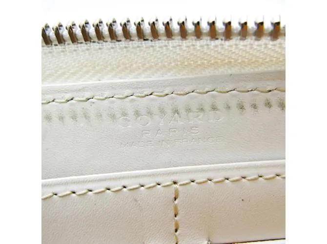Cartera larga de lona recubierta Goyard Matignon Castaño Blanco Blanco roto 