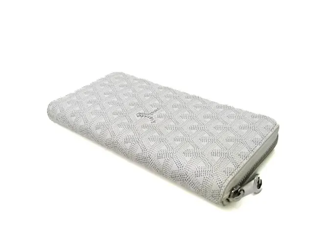 Cartera larga de lona recubierta Goyard Matignon Castaño Blanco Blanco roto 