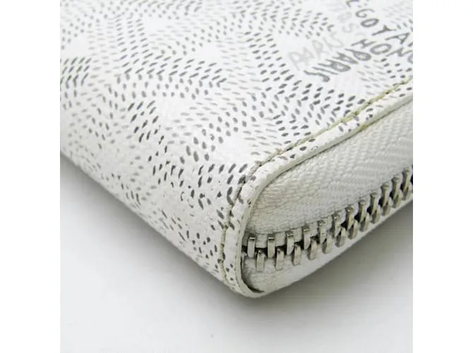 Cartera larga de lona recubierta Goyard Matignon Castaño Blanco Blanco roto 