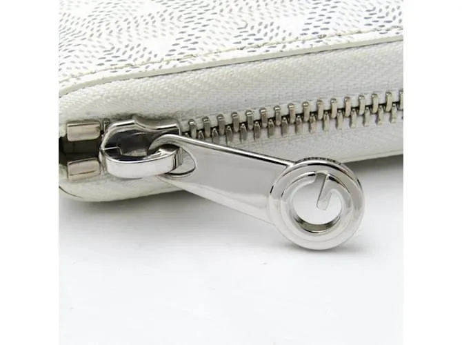 Cartera larga de lona recubierta Goyard Matignon Castaño Blanco Blanco roto 