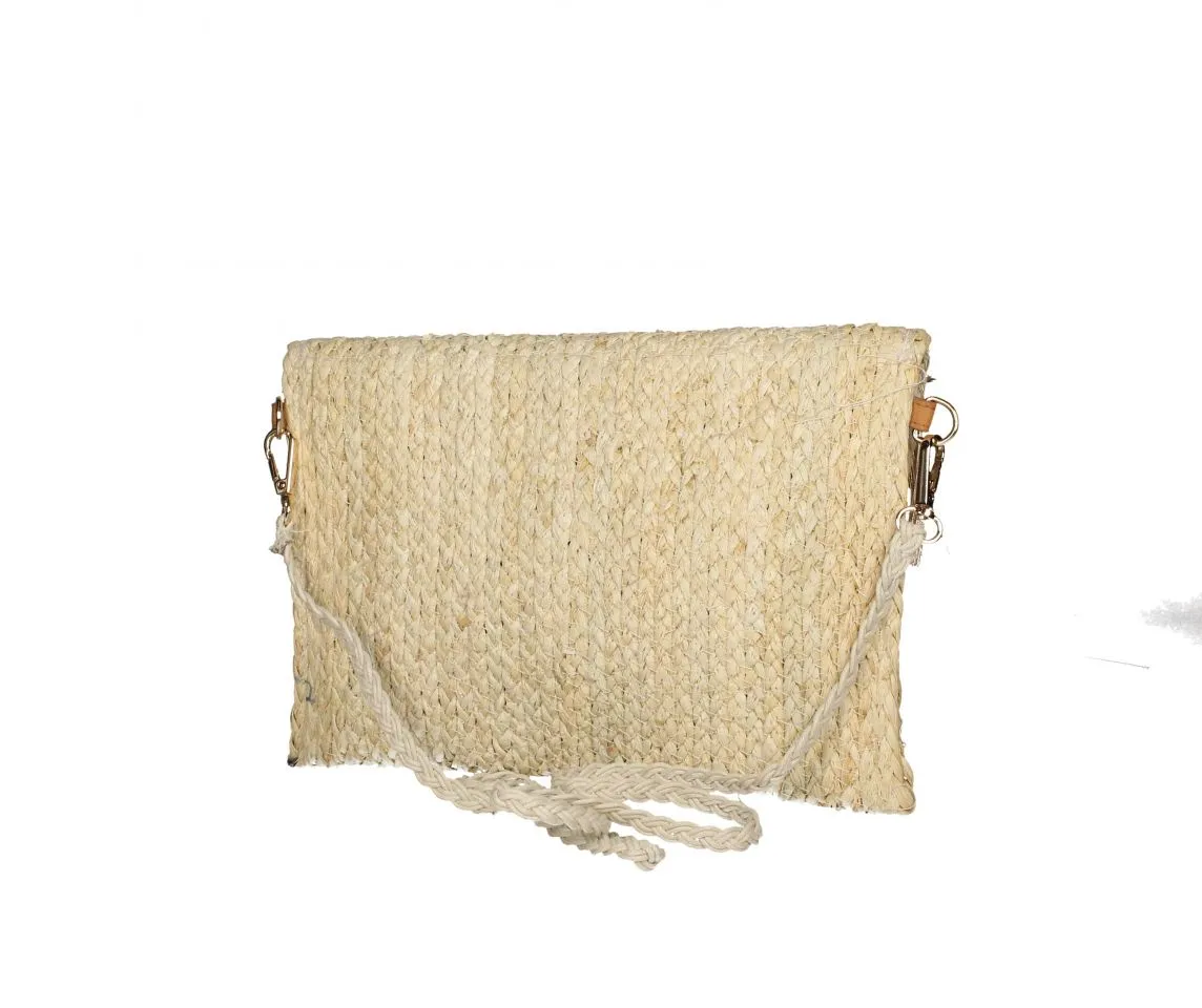 Cartera Palma Natural/marron Plumas y Flecos
