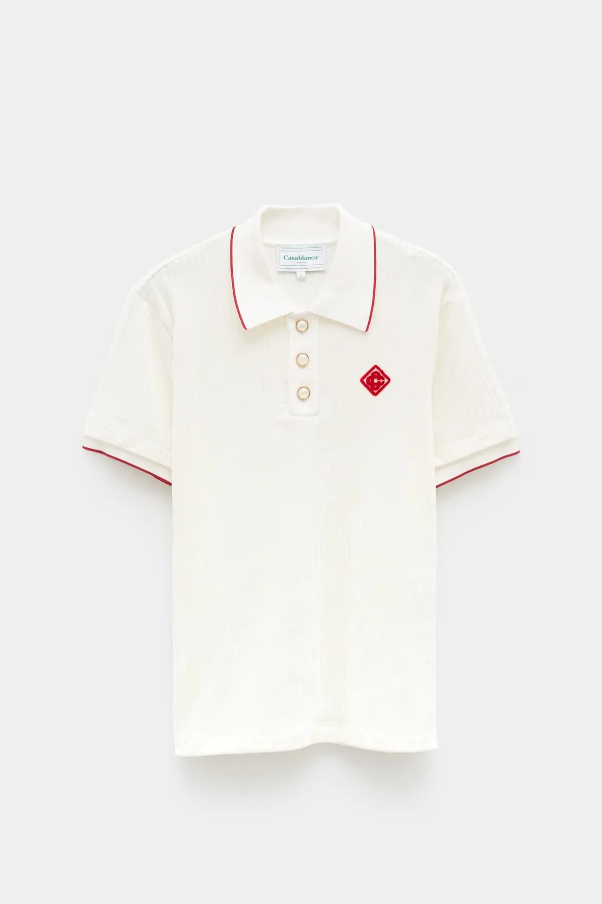 CASABLANCA OFF WHITE RIB VELOUR POLO