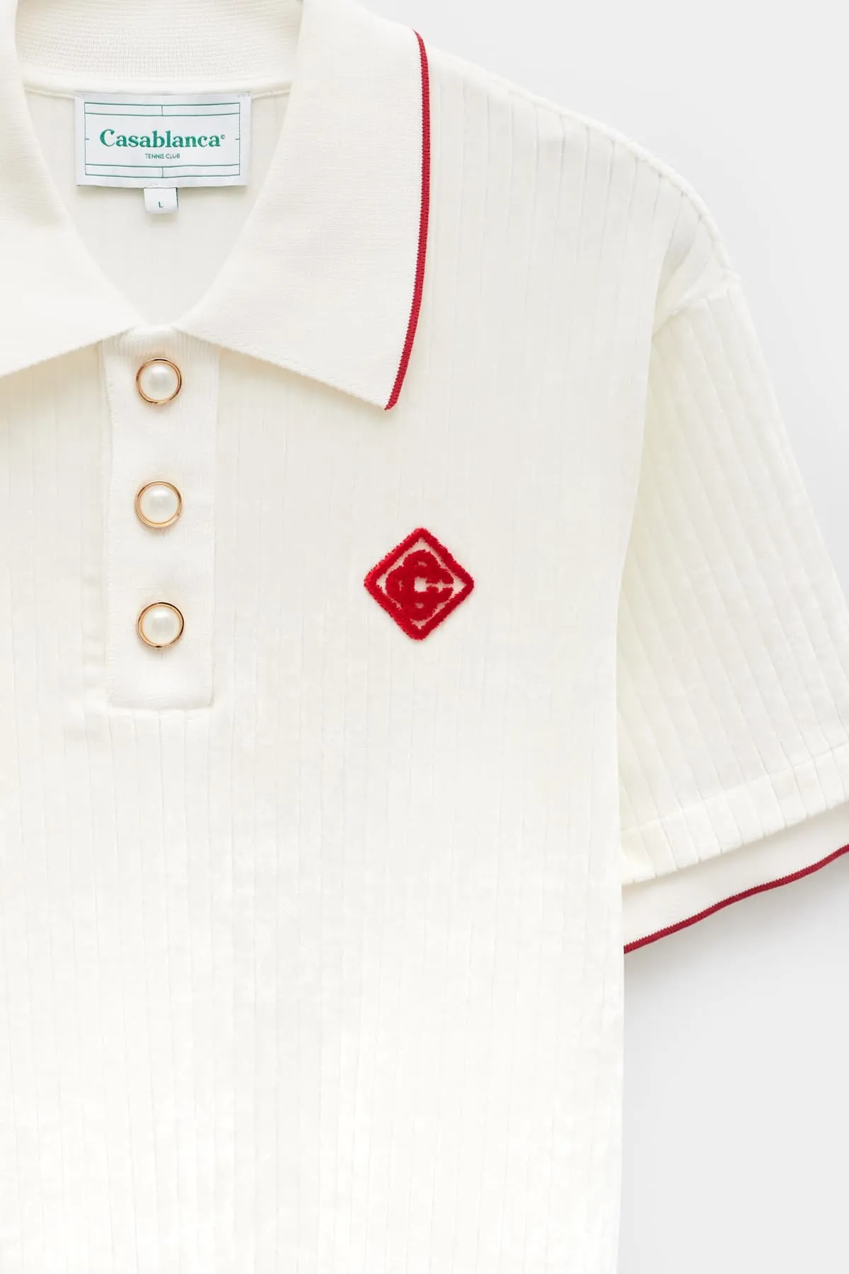 CASABLANCA OFF WHITE RIB VELOUR POLO
