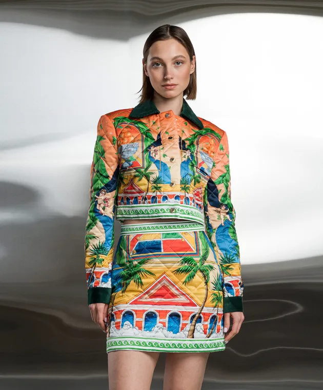Casablanca Quilted jacket in Trophy Orange print