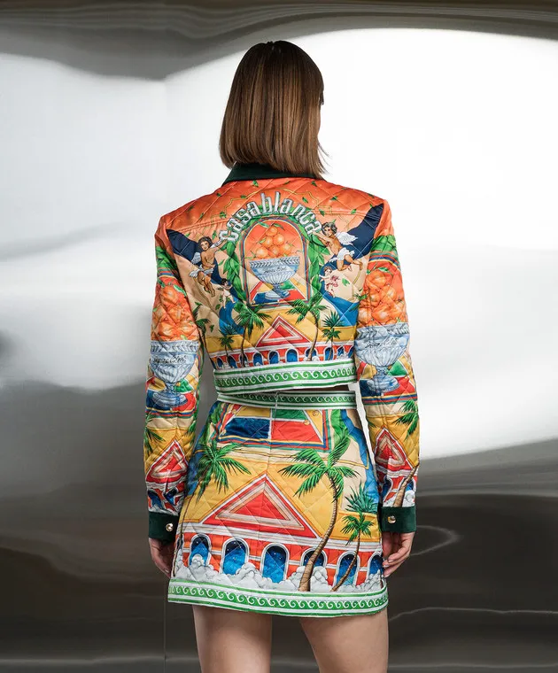 Casablanca Quilted jacket in Trophy Orange print